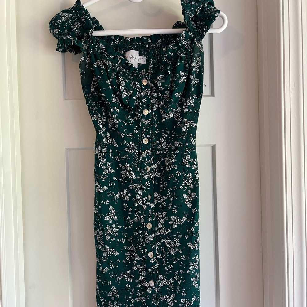 Floral Green Button-Down Dress